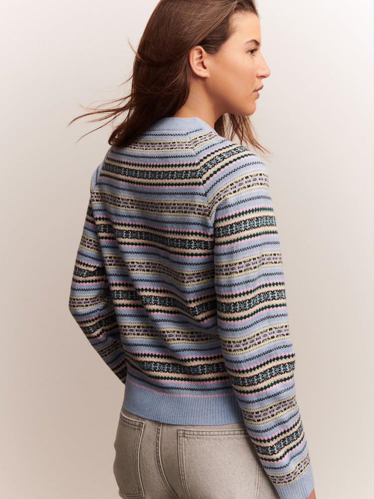 Light Blue Fairisle Supersoft Crew Neck Long sleeves