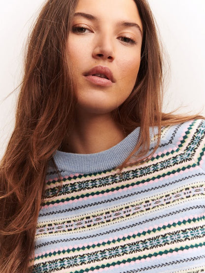 Light Blue Fairisle Supersoft Crew Neck Long sleeves
