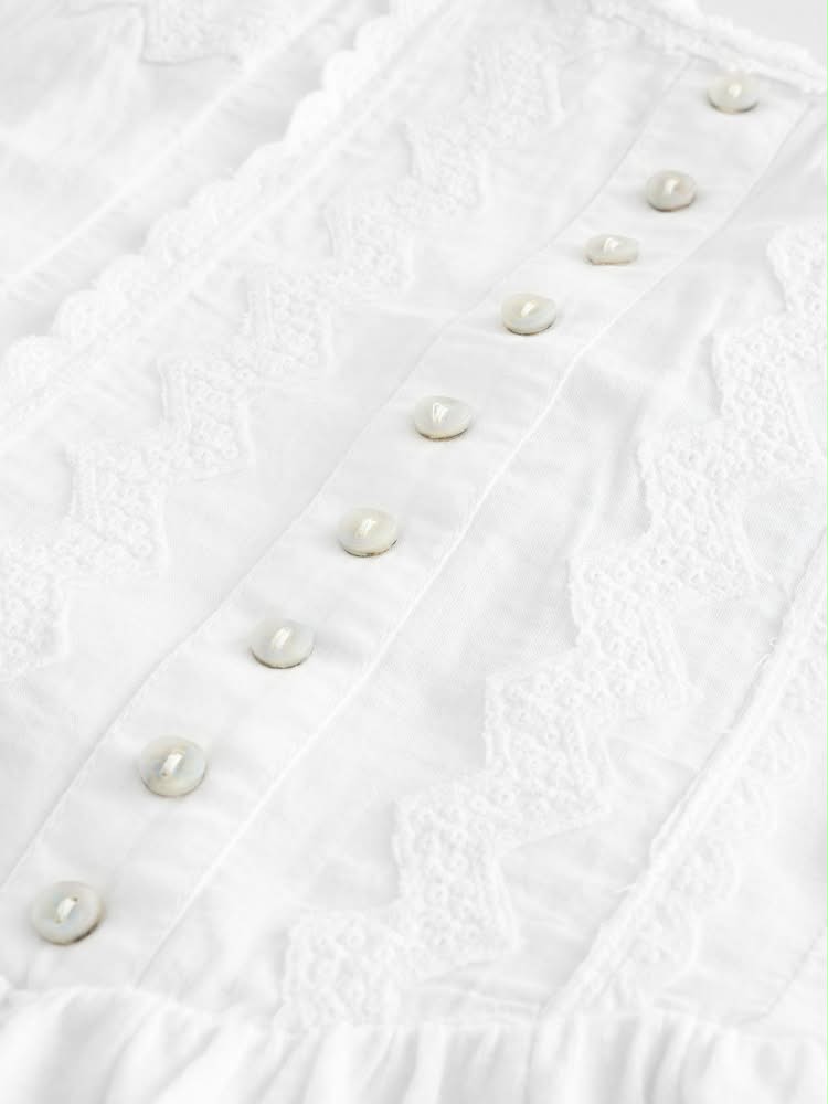 White Embroidery Corset Waist Mini Cotton Dress
