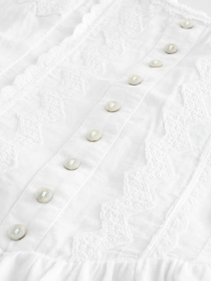 White Embroidery Corset Waist Mini Cotton Dress