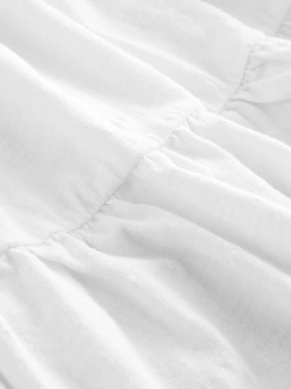 White Embroidery Corset Waist Mini Cotton Dress