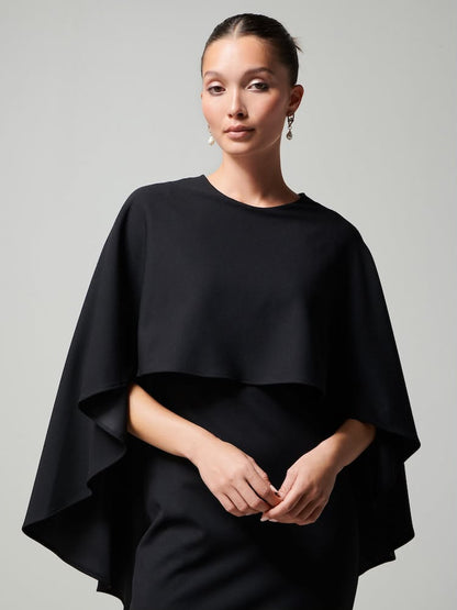 Petite Black Cape Maxi Dress