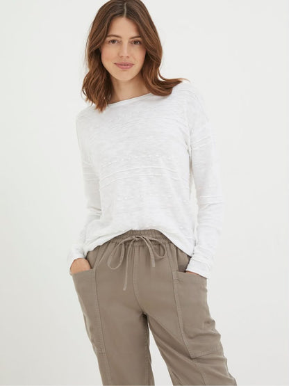 Fatface Isabelle White Cotton Linen Jumper