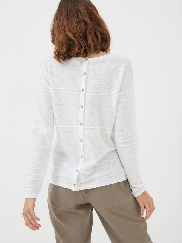 Fatface Isabelle White Cotton Linen Jumper