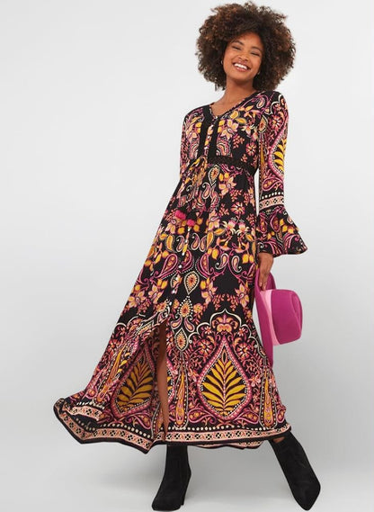 Azalea Bold Pink & Yellow Prink Dress