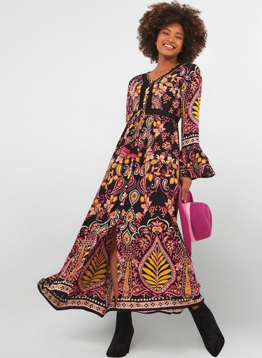 Azalea Bold Pink & Yellow Prink Dress