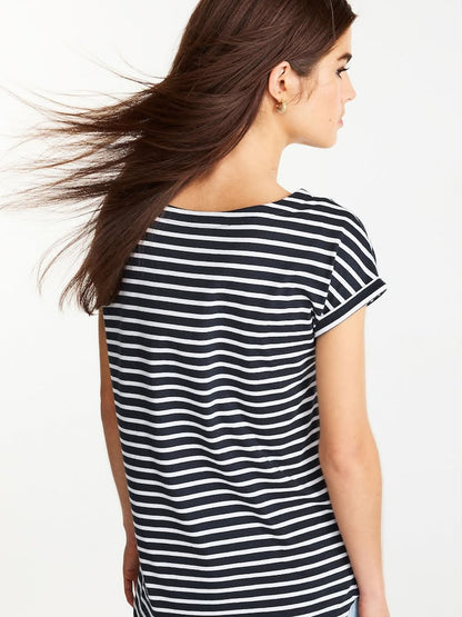 Navy Stripe Cap Sleeve T-Shirt Top