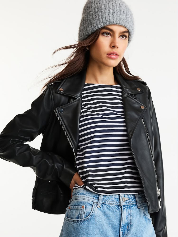 Navy Stripe Cap Sleeve T-Shirt Top