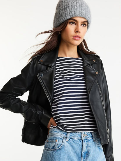 Navy Stripe Cap Sleeve T-Shirt Top