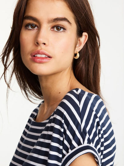 Navy Stripe Cap Sleeve T-Shirt Top