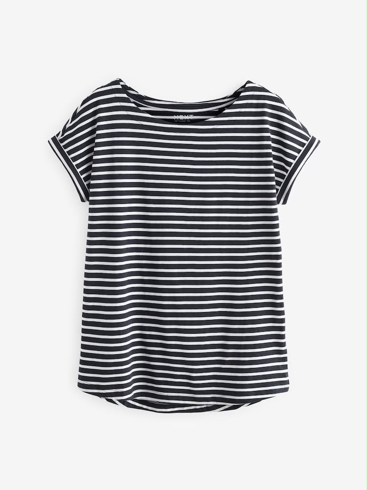 Navy Stripe Cap Sleeve T-Shirt Top