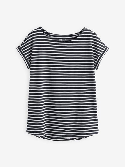 Navy Stripe Cap Sleeve T-Shirt Top