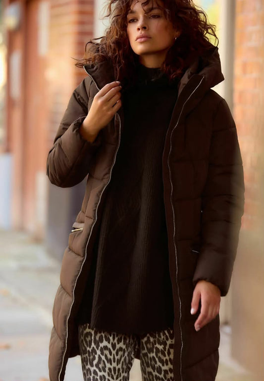 Regular Fit Winter Coat- Chocolate Brown