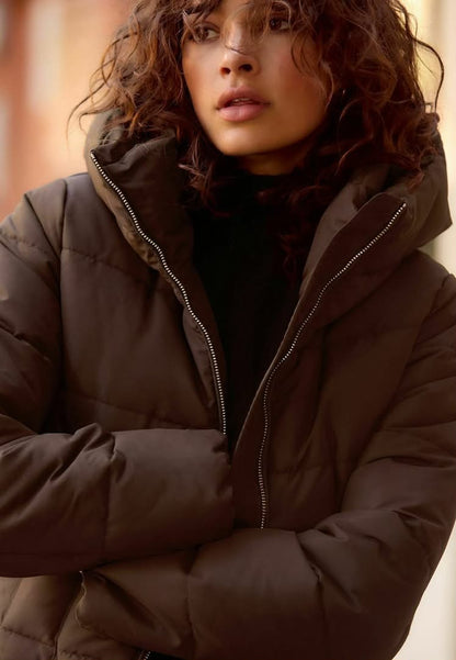 Regular Fit Winter Coat- Chocolate Brown