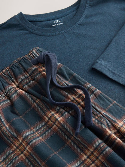Navy Blue/ Rust Motionflex Cosy Long Sleeve Pyjamas Set