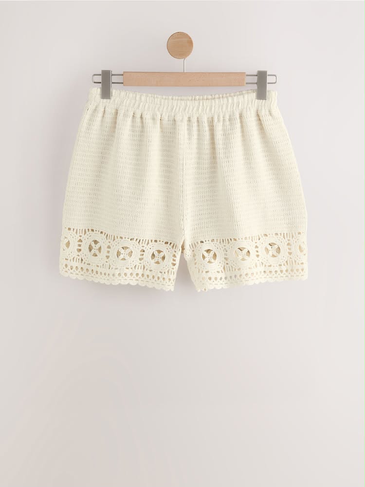 Cream Crochet Summer Shorts