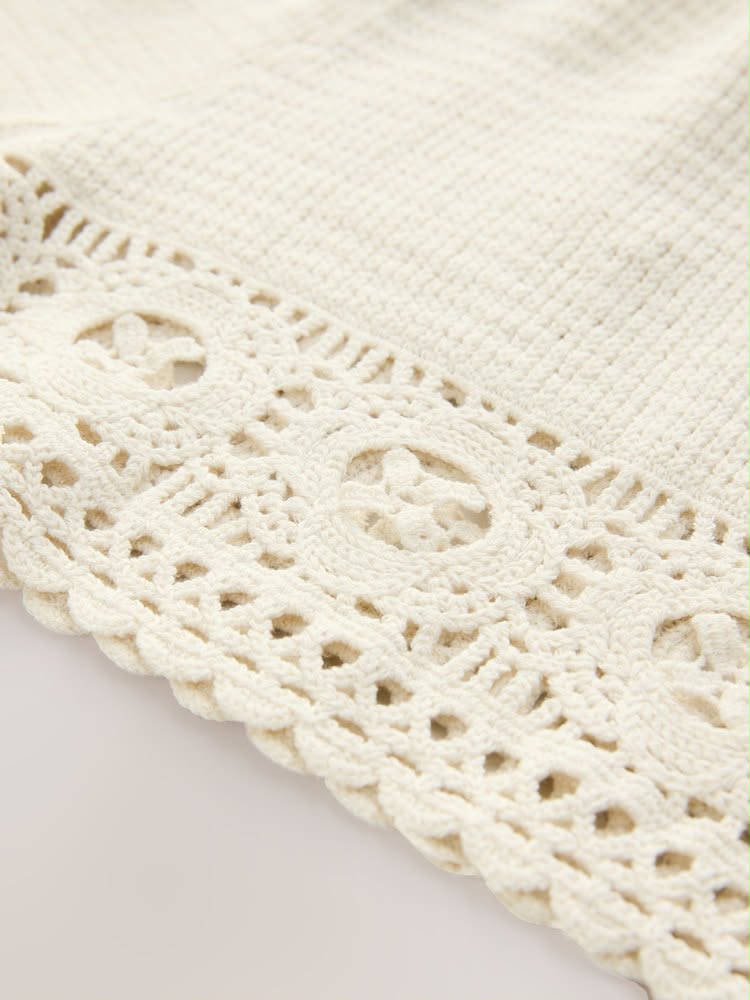 Cream Crochet Summer Shorts