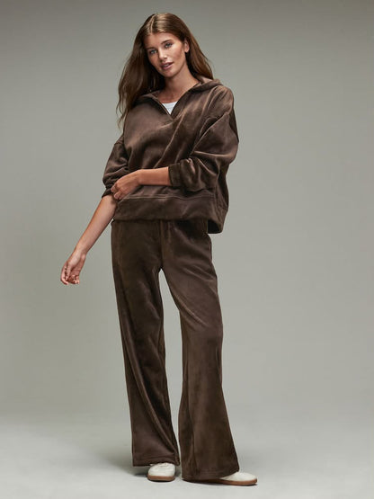 Chocolate Brown Soft Feel Cord Wide Leg Trouser