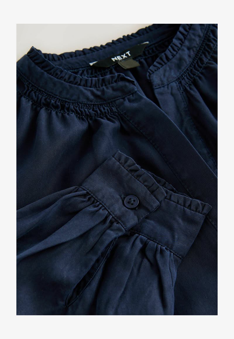 Long Sleeve Button Through Embroidery-Button Down Blouse