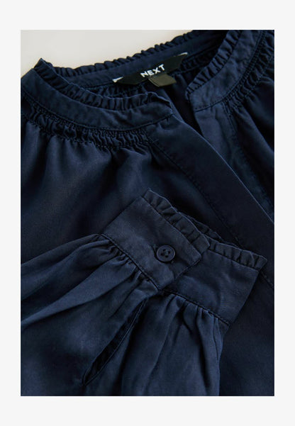 Long Sleeve Button Through Embroidery-Button Down Blouse