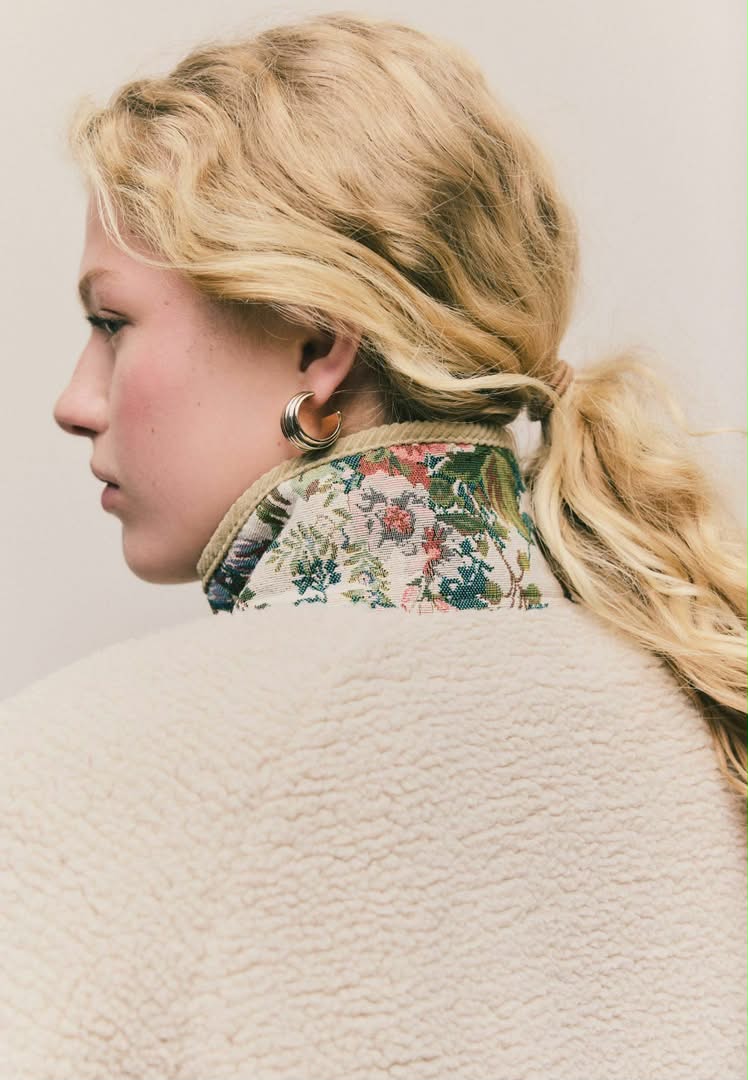 Fleece Jacket Ecur Pink Floral Print
