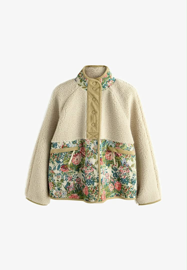 Fleece Jacket Ecur Pink Floral Print