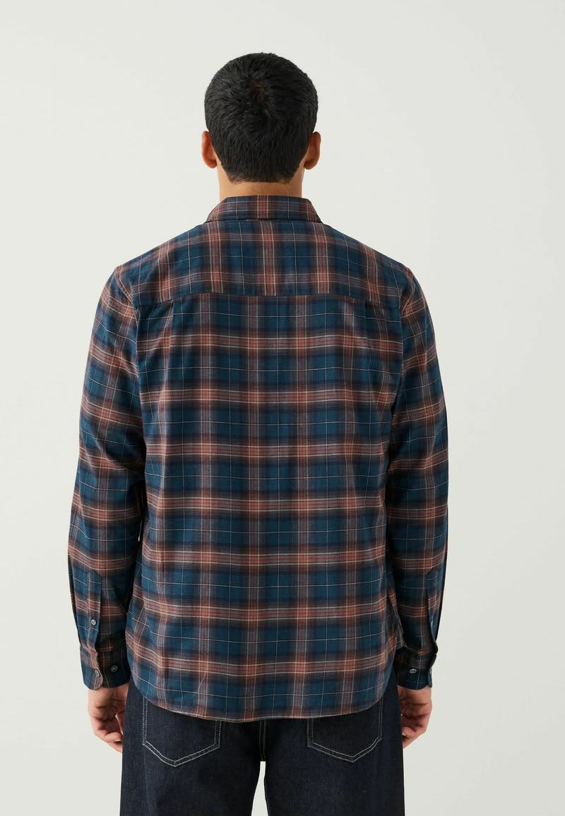 Brushed Check Regular Fit Shirt Rust Brown Navy Check