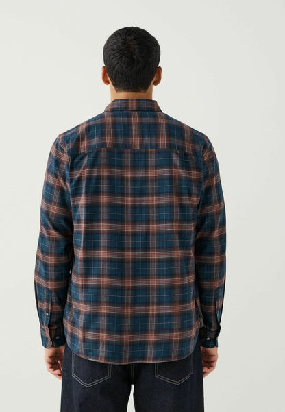 Brushed Check Regular Fit Shirt Rust Brown Navy Check