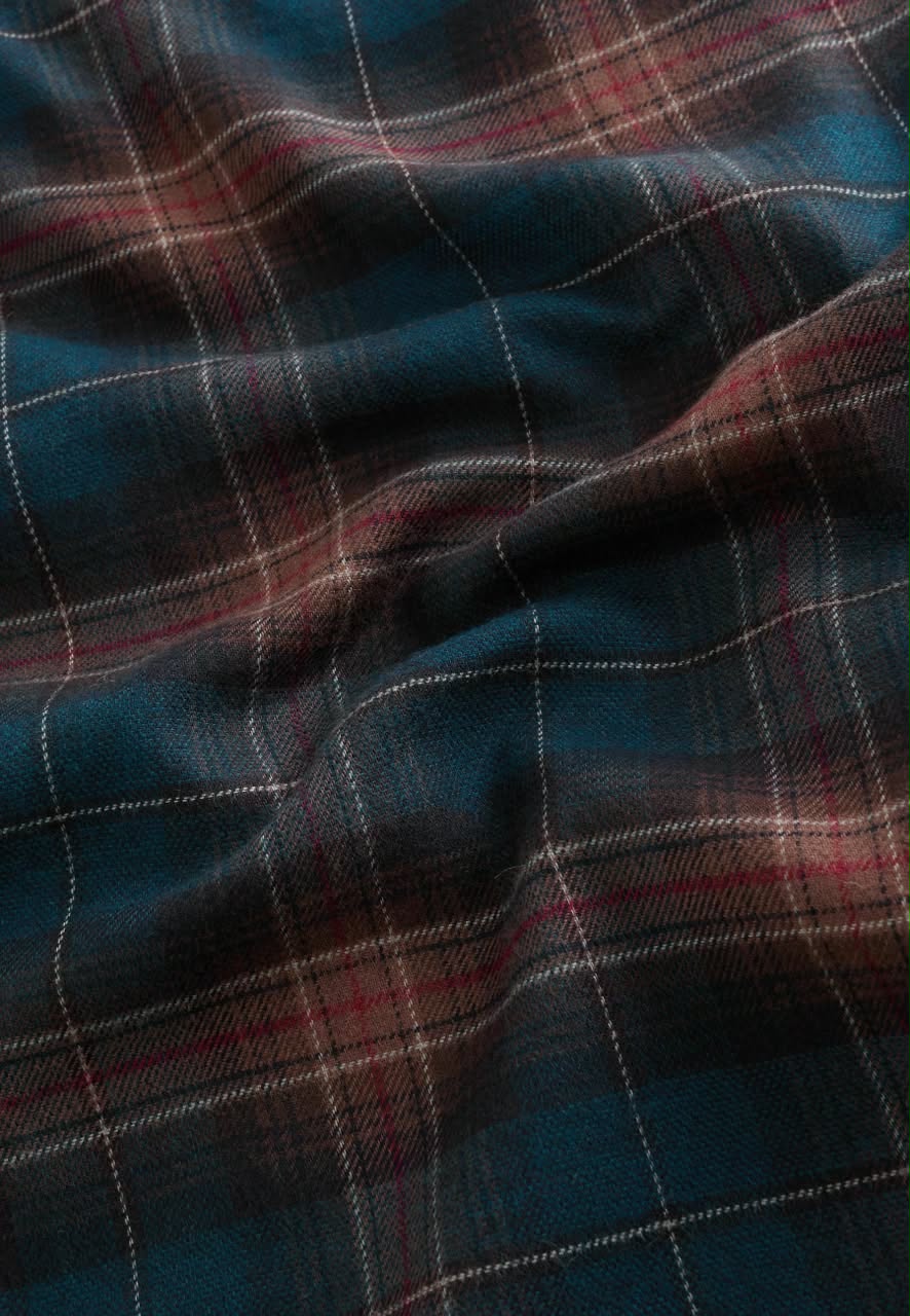 Brushed Check Regular Fit Shirt Rust Brown Navy Check