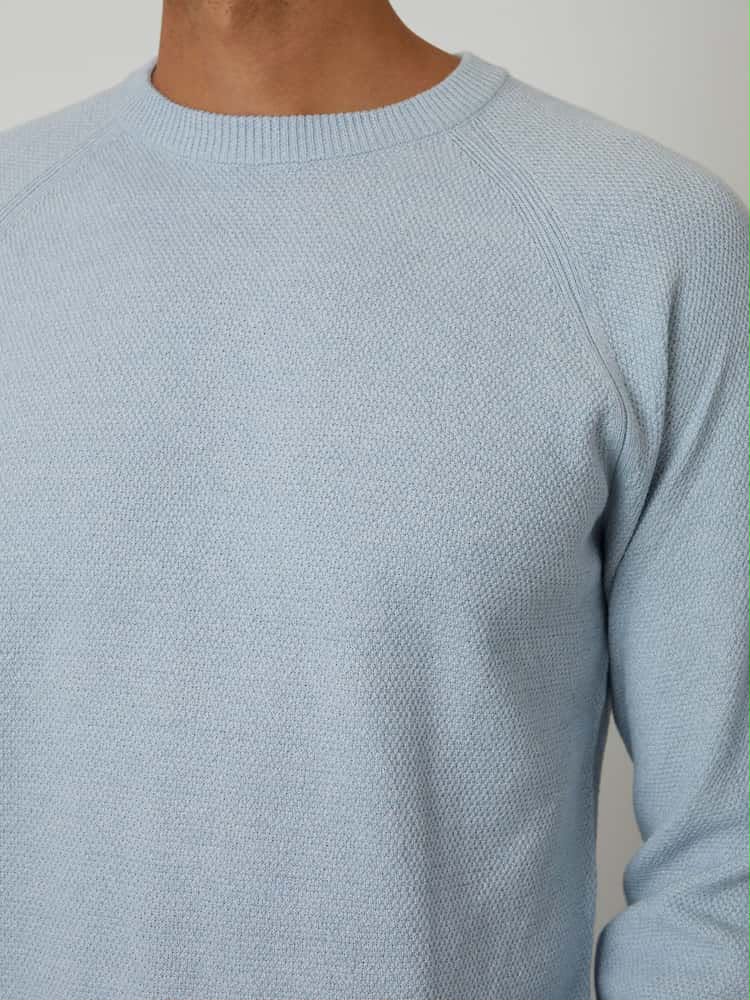 Threadbare Light Blue Raglan Knitted Crew Neck Jumper