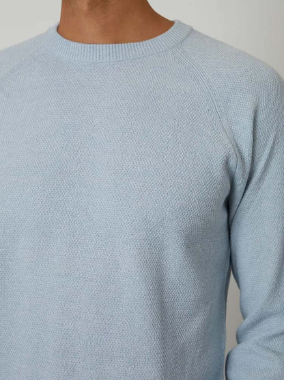 Threadbare Light Blue Raglan Knitted Crew Neck Jumper