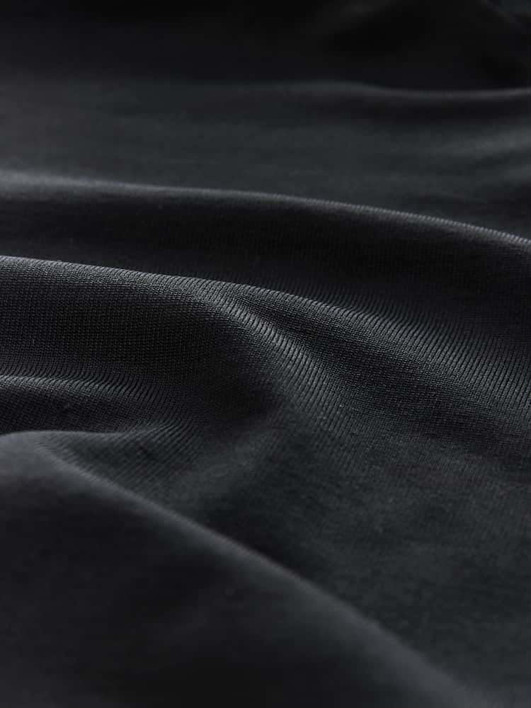 Black Soft Touch Slinky Nylon Square Neck Long-sleeve T-Shirt