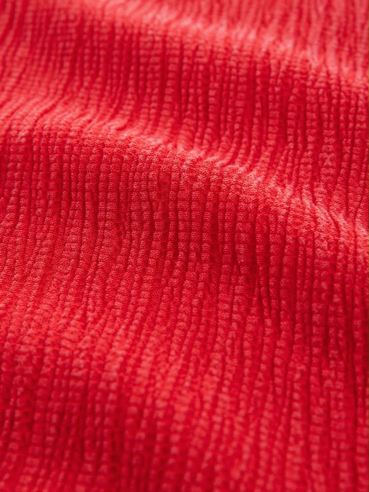 Red Raglan Short Sleeve Textured