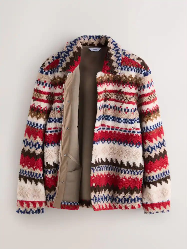 Red Casual Print Coatsand Jackets