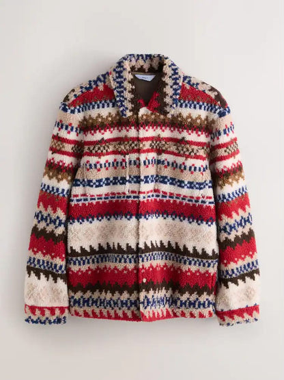 Red Casual Print Coatsand Jackets