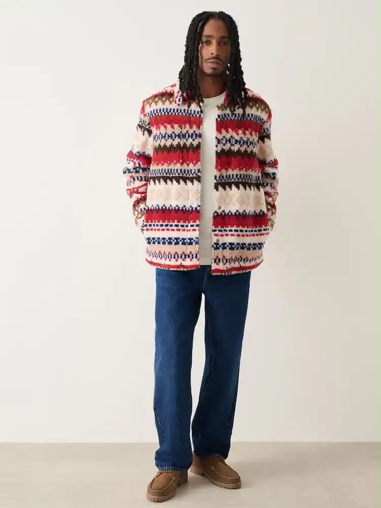 Red Casual Print Coatsand Jackets