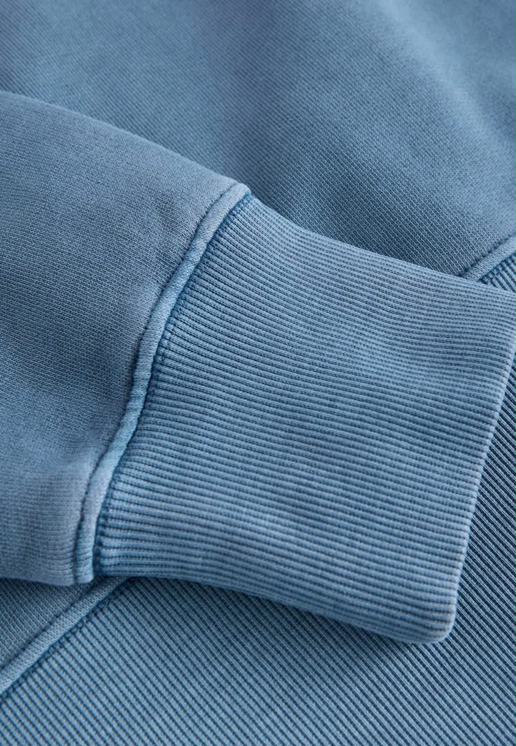 Washed Crew Neck Sweatshirt Indigo Denim Blue