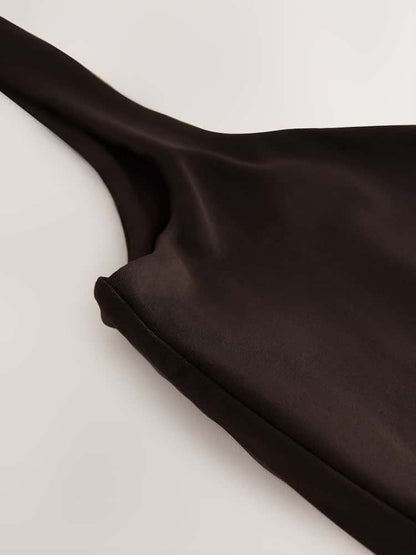 Chocolate Brown Soft Touch Slinky Scoop Neck Vest Top