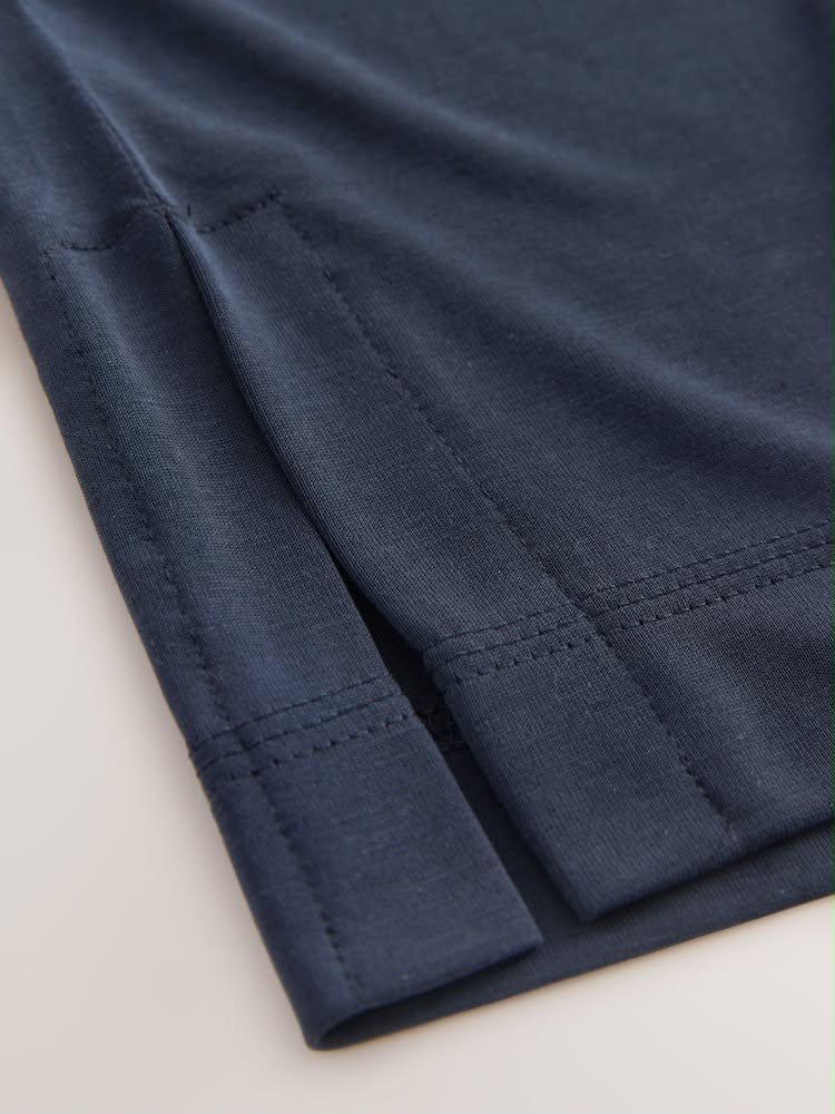 Navy Blue V-Neck Modal Short Sleeve Top