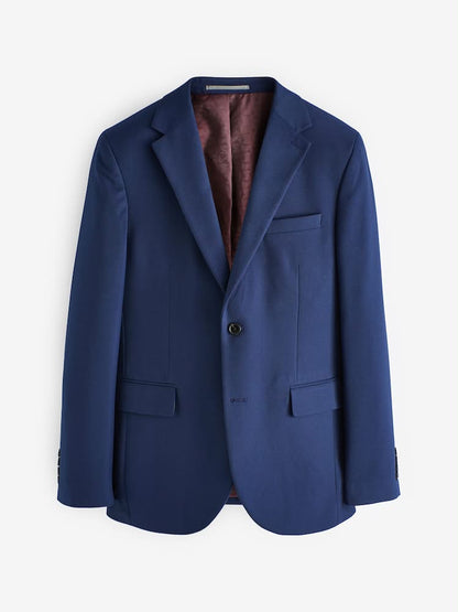 Bright Blue Slim Fit Textured Suit Jacket