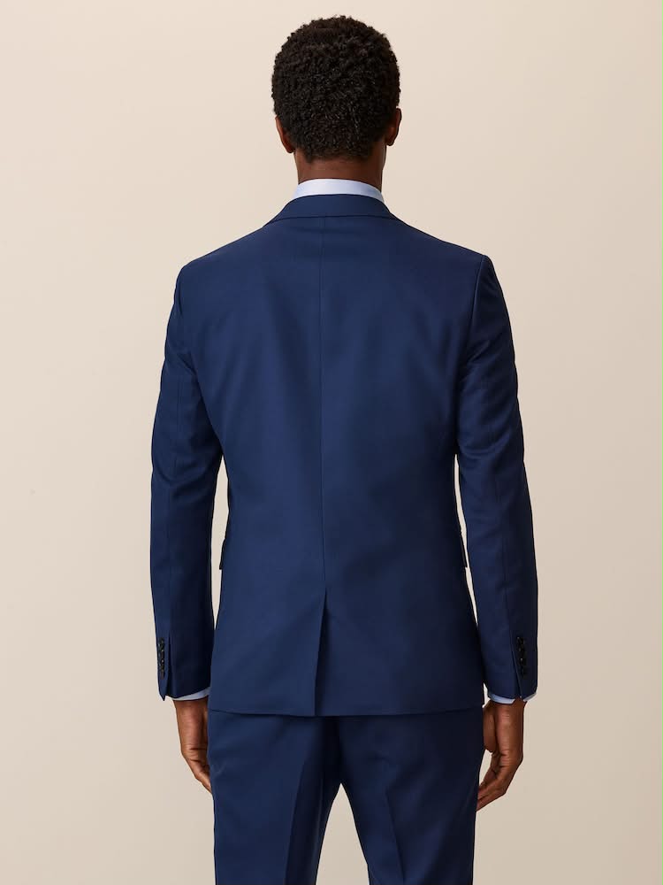 Bright Blue Slim Fit Textured Suit Jacket