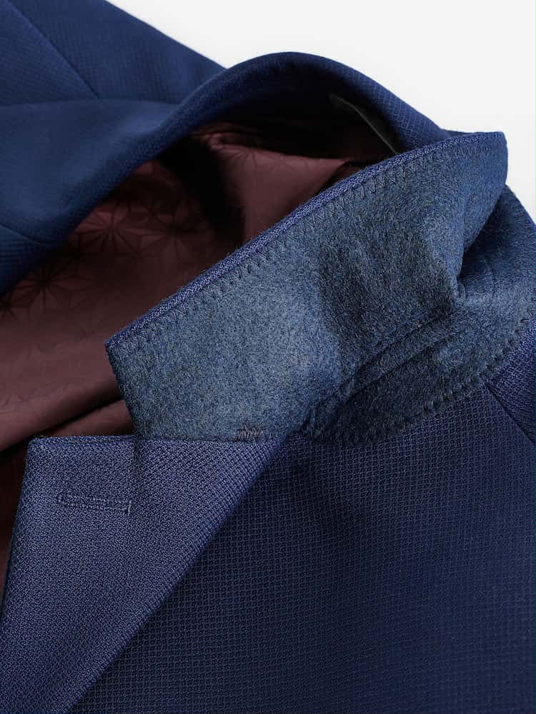 Bright Blue Slim Fit Textured Suit Jacket