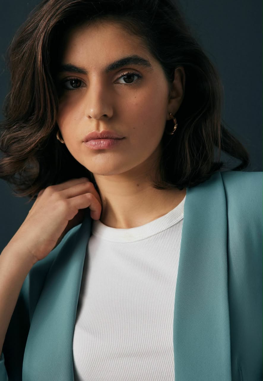 Blue Relaxed Ruched Sleeve Petite Blazer