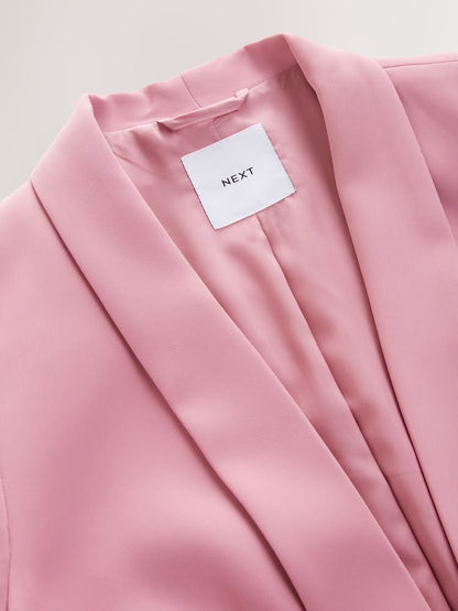 Pink Relaxed Ruched Sleeve Blazer