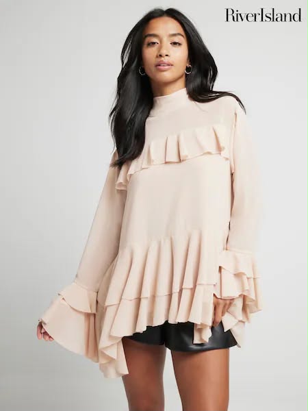 Pink Ruffle Blouse