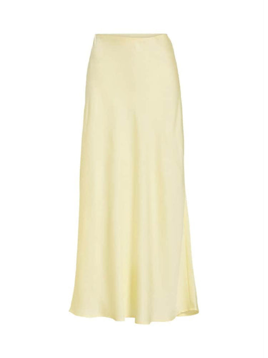 Petite Yellow High Waisted Satin Midi Skirt