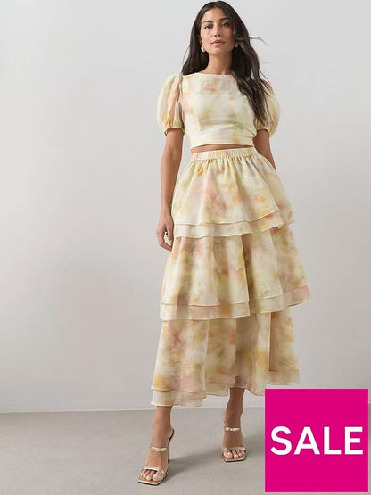 V by very Floral Tiered Maxi Skirt