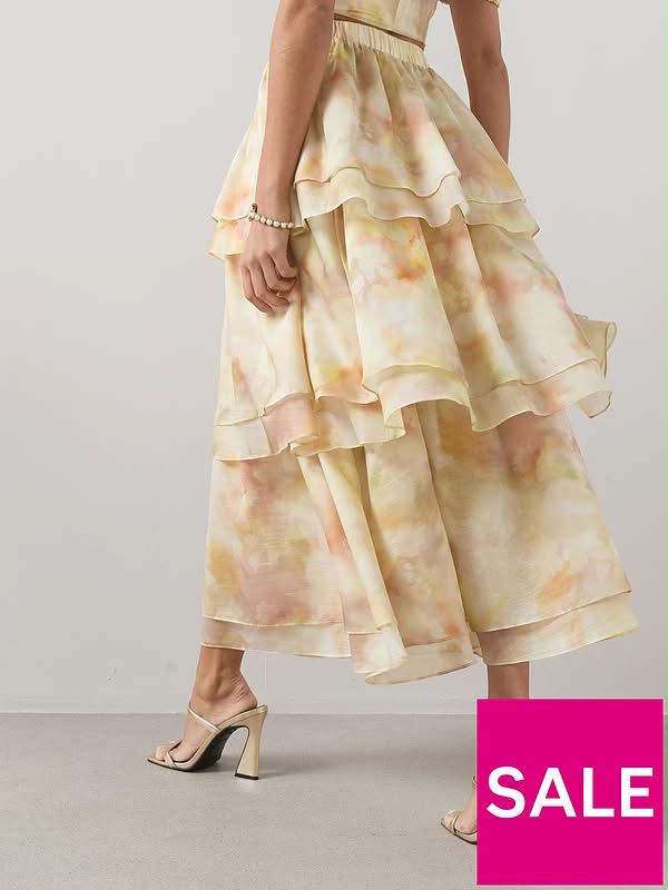 V by very Floral Tiered Maxi Skirt