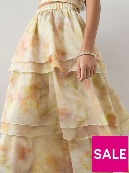 V by very Floral Tiered Maxi Skirt