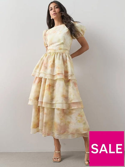 V by very Floral Tiered Maxi Skirt